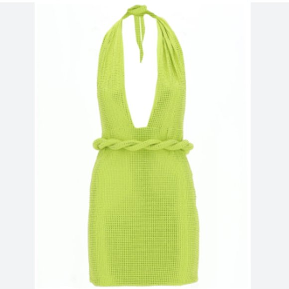 Leslie Amon Amina Minidress Limegreen - Picture 1 of 2